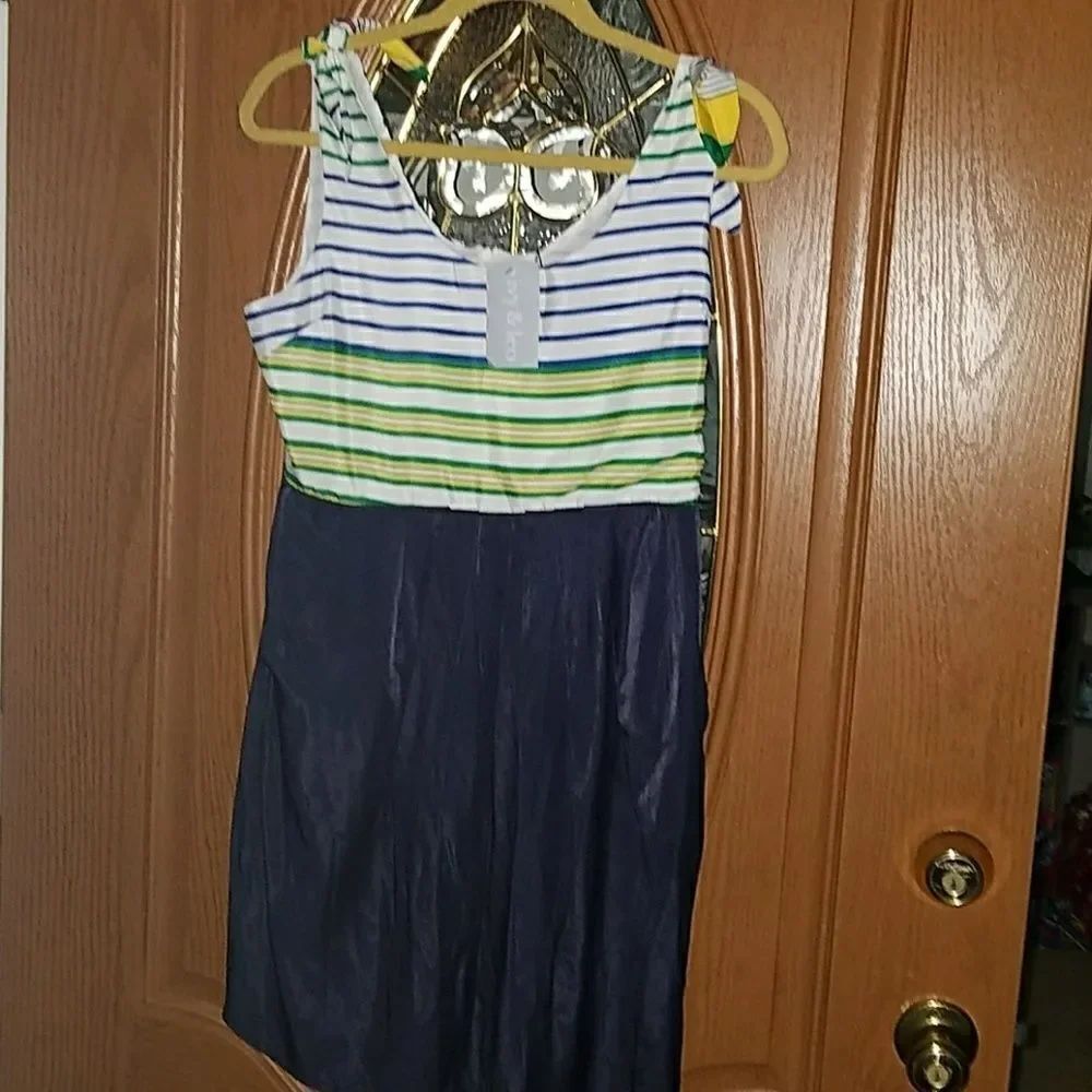 Very J nautical navy dress with pockets SZ L NWT